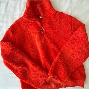 TOPSHOP Orange Quarterzip Fur Teddy Women’s Jacket | Size US 12